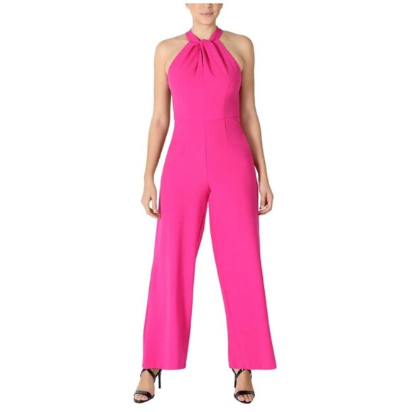 Julia Jordan NWT Knot Neck Neon Pink Halter Jumpsuit - Picture 1 of 10